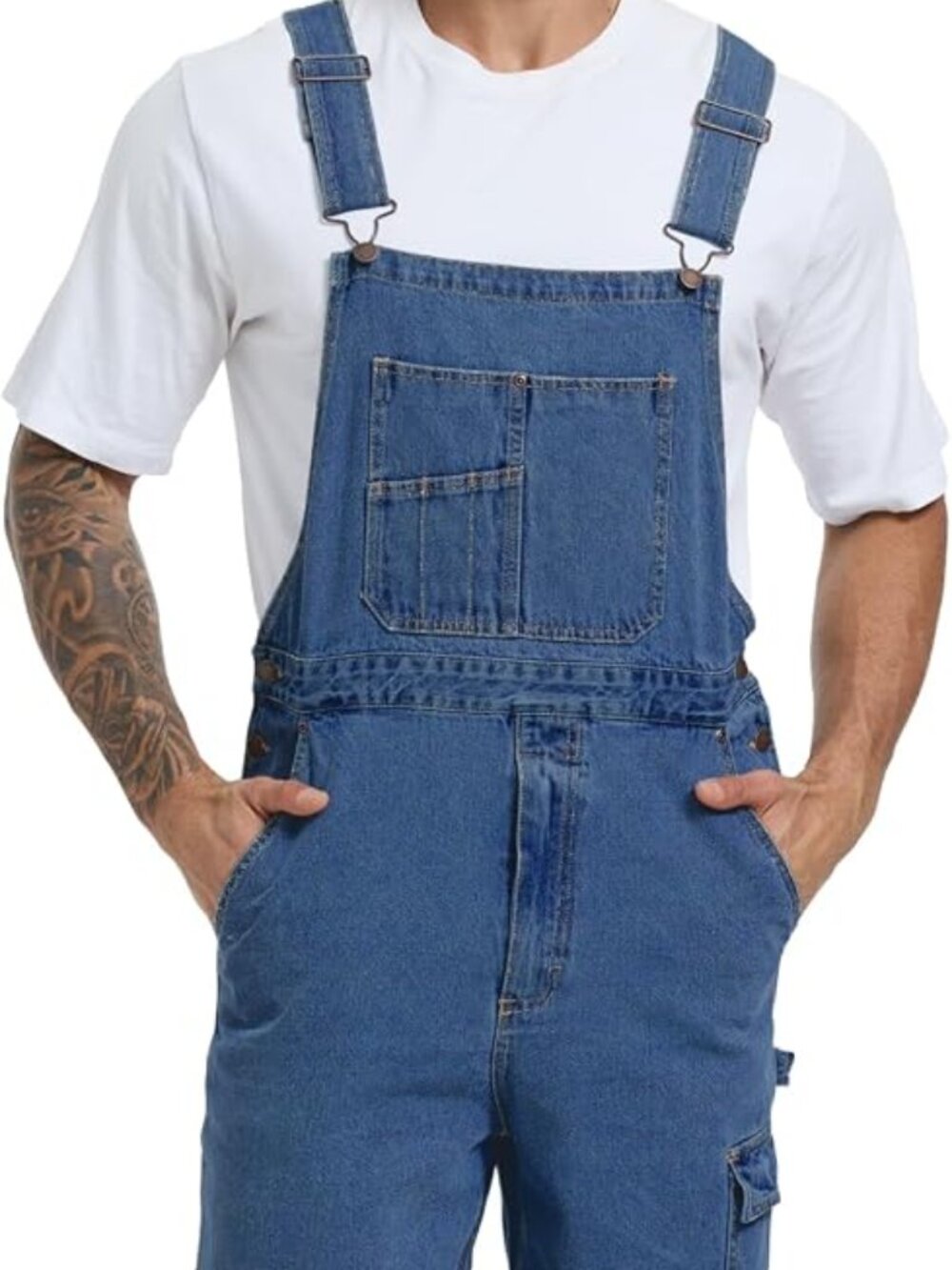 Work Idea Men's Denim Bib/Overall Shorts - Size W44